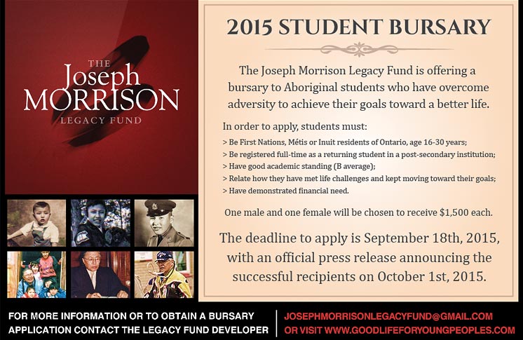JOSEPH MORRISON LEGACY FUND – 2015 STUDENT BURSARY