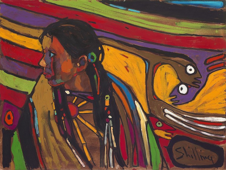 Arthur Shilling, Ojibway Dreams (young girl in dream), (detail), c.1984, Oil on Canvas, 76.2 x 101.6 cm, Estate of Arthur Shilling, Photo: Michael Cullen, TPG Digital Arts Toronto