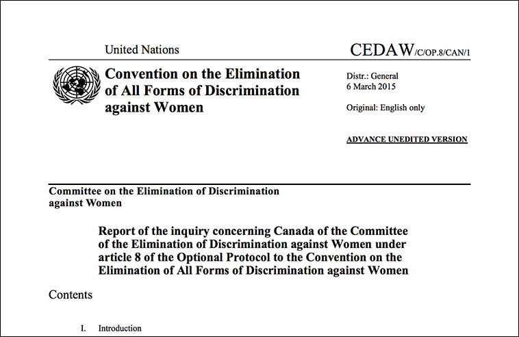 CANADA COMMITS ‘GRAVE VIOLATION’ OF RIGHTS OF ABORIGINAL WOMEN AND GIRLS