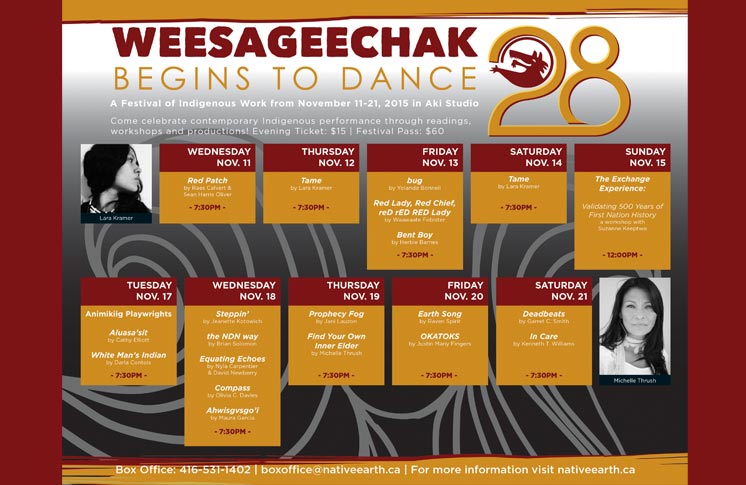 NATIVE EARTH PERFORMING ARTS ANNOUNCES NEW PROFESSIONAL DEVELOPMENT SERIES PART OF THE 28TH WEESAGEECHAK BEGINS TO DANCE FESTIVAL NOVEMBER 11 – 21, 2015